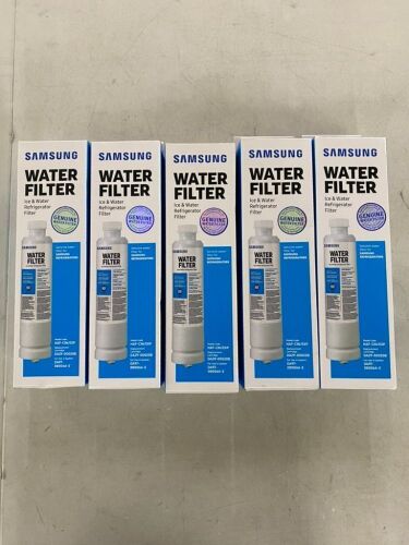 Lot of (5) SAMSUNG Genuine Filter for Refrigerator Water and Ice, Carbon Block Filtration for Clean, Clear Drinking Water, 6-Month Life, HAF-CIN/EXP