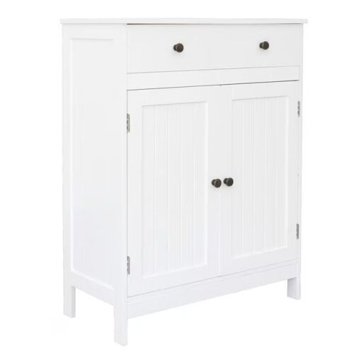 White Freestanding Cabinet with 2 Doors & 1 Drawer