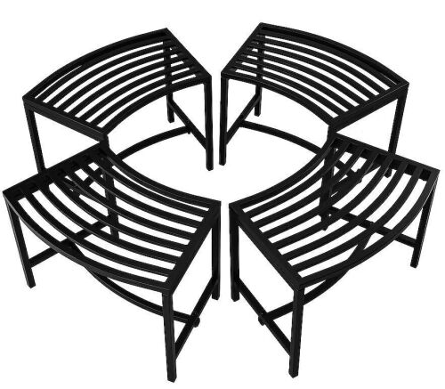 VINGLI 4-Pcs Metal Curved Fire Pit Benches