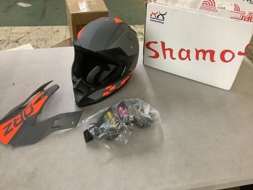 Shamofeng Motorcycle Helmet with Goggles, Large
