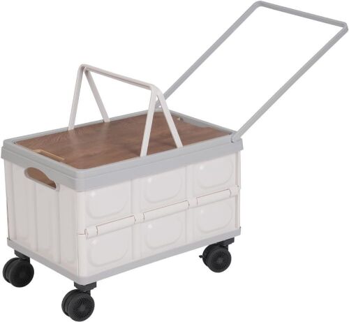 Foldable Organizer Storage Box Cart with Wheels, 55L