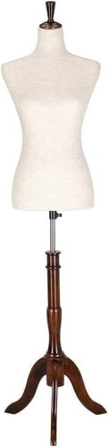 Female Dress Form with Adjustable Rubber Wood Stand, 6-8