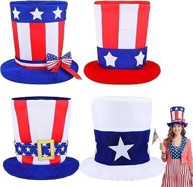 American Flag Patriotic Stovepipe Hats, 4 pc