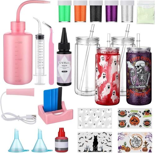 Halloween DIY Snow Globe Tumbler Kits, 4 pack