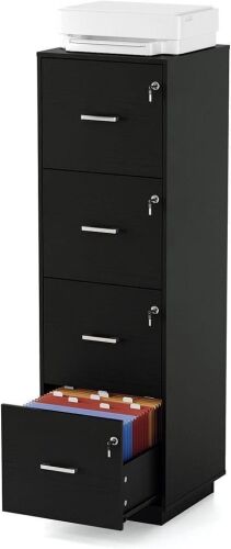 VINGLI Black Lockable 4-Drawer Vertical File Cabinet