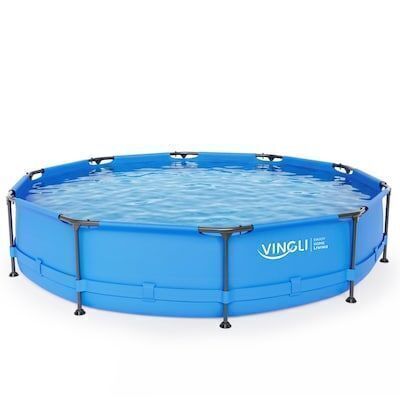 VINGLI 10FT-W x 30-in H Metal Frame Round Above Ground Pool