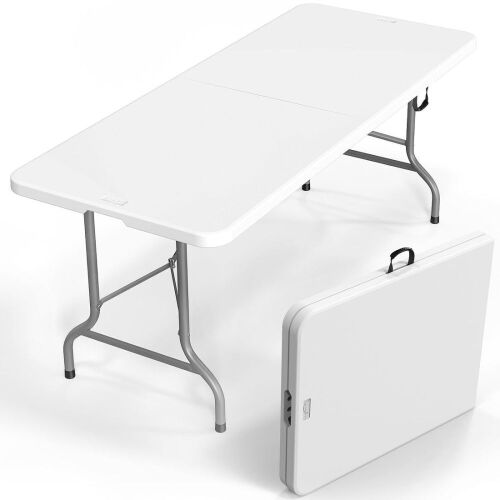 VINGLI 6FT White Plastic Collapsible Long Table