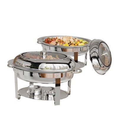 ROVSUN 6QT 2 Pack Oval Chafing Dishes for Buffet with Glass Lid