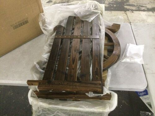 41in 2-Person Wooden Rustic with Wagon Wheel Arms