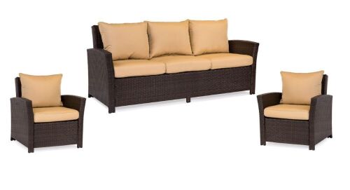 Wicker Dining Sofa & 2 Chairs Set - No Hardware or Instructions