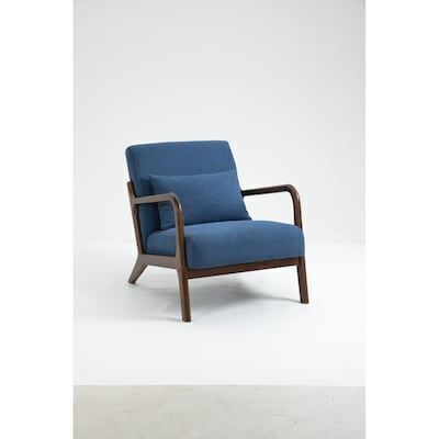 Mid Century Modern Chair with Wood Frame and Cushion