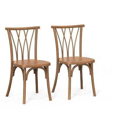 VINGLI 2-Pcs Stackable Patio Dining Chairs with Wicker Backrest Capacity 400 lbs Farmhouse Brown