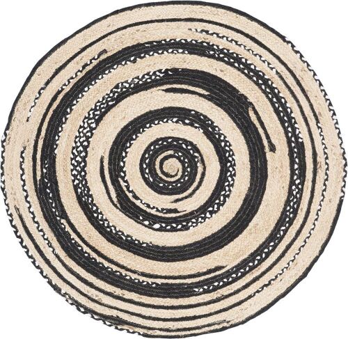 SAFAVIEH Cape Cod Collection Area Rug, 5' Round, Black & Ivory