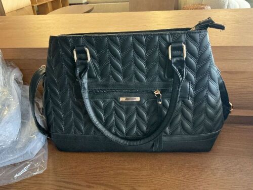 Textured Tote Bag, Black, Lot of 6