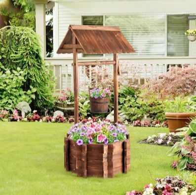 VINGLI 21.5-in W x 45.5-in H Wooden Wishing Well