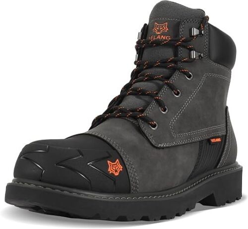 Yelang Men's Steel Toe Safety Work Boot Slip Resistant Puncture Utility Shoes 6 Inch For Industrial Construction