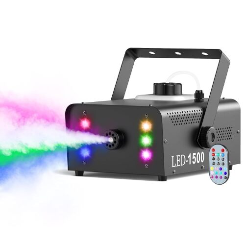 Fog Machine with 6 RGB LED Lights, 1500W Smoke Machine for Stage Party Halloween Christmas DJ Performance Wedding