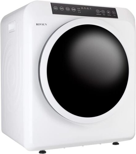 ROVSUN 3.5 Cu.Ft Portable Clothes Dryer, High End Front Load Tumble Laundry Dryer with LCD Touch Screen, Stainless Steel Tub for Apartment, Home, Dorm-110V, Classic White