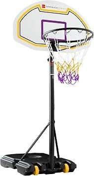 Kids Height-Adjustable Basketball Hoop, Portable Backboard Set w/ 2 Wheels, Fillable Base, 70.5in to 82.3in Tall