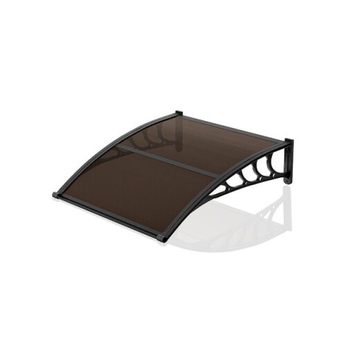 Window Awning Exterior with Drainage and ABS Bracket for Rain Snow Sunlight Protection/Polycarbonate Awning Cover for Doors with Brown Board and Black Bracket