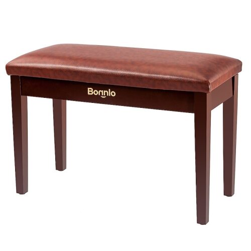 VINGLI 29W Duet Flat Piano Bench with Storage Compartment and Thick Cushion Hinged top Artist Duet Seat Brown