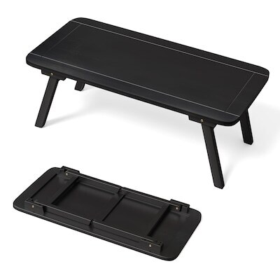 VINGLI 41-in W Outdoor Oval Folding Wooden Coffee Table No Assembly Required Ideal for Balcony Black