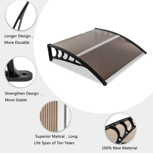Zimtown 39" x 35.4 " Patio Polycarbonate Window Awning Front Door Black