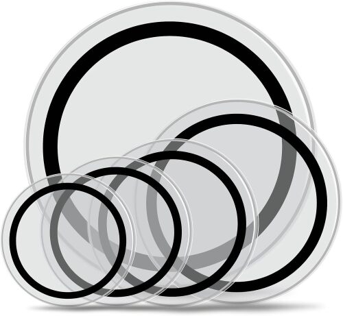 5-Pack Of Transparent Drum Heads With Foam Damping Rings - Perfect For Beginners, Trainees & Stage Players, Drumheads Suit (22", 16", 14", 13", 12"),Drums Instrument Accessories
