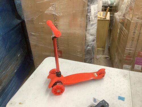 Kids Mini Kick Scooter Toy w/ Colorful Light-Up Wheels, Adjustable T-Bar