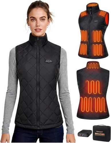 Topdot Heated Vest Women with Battery Pack 16000mAh 7.4V, Heated Vest for Women with 10-Heated Zones for Outdoor Work