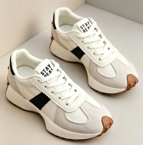 Women's Flat Casual Sports Shoes, Retro Lace-Up Sneakers, Lightweight Minimalist Fitness Walking Shoes, Suitable For All Seasons