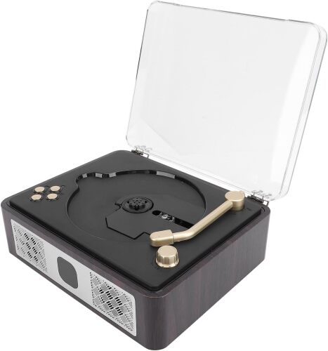 Retro CD Player, Bluetooth Vintage CD Player with Dual HiFi Sound Speakers, Desktop CD Players, Support SPDIF USB AUX, Rechargeable Battery, Wood Box Nostalgic CD Players