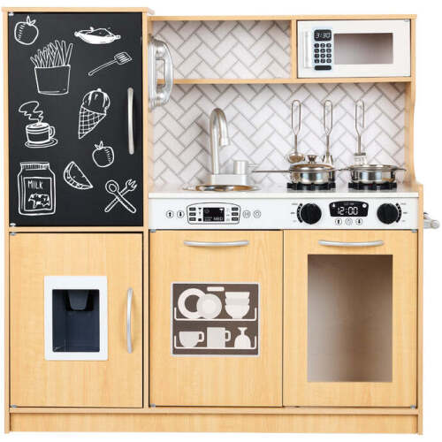 Wooden Play Kitchen for Kids with Accessories, Pretend Cooking Set, Ages 3+