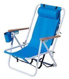Winado - 1PC Portable Folding Beach Chairs with Headrest Adjustable 4-Position Backpack Foldable, Pillow for Outdoor Beach - Blue