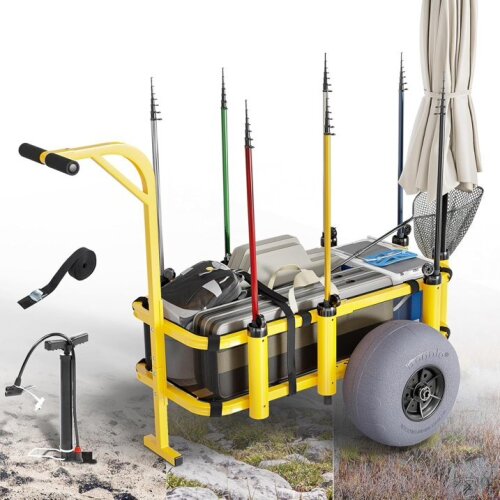 Bonnlo Beach Fishing Cart, Beach Wagon Trolley with Big Balloon Wheels