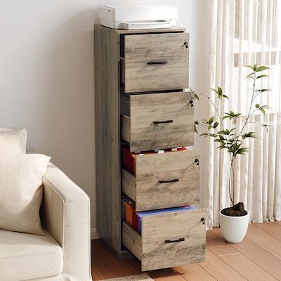 VINGLI Tall Vertical File Cabinet 4 Drawer with Lock