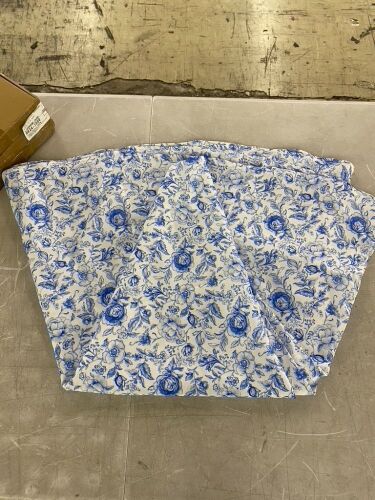 Lot of (4) 6' Round Tablecloths, Blue & White Floral