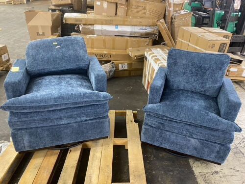 Lot of (2) Blue Swivel Arm Chairs