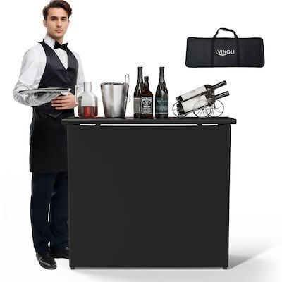 VINGLI 18D x 45W x 38.5H Commercial Grade Portable Pop Up Bar Table with Skirt