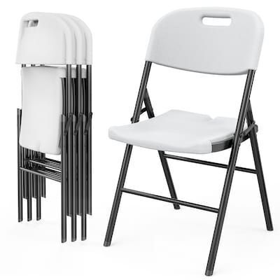 VINGLI Heavy Duty Foldable Chair Portable HDPE Plastic Seat with Steel Frame, 4 Pack - Surface Rust