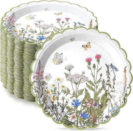 Lot of (3) Wild Flower Disposable Plates, 100pc
