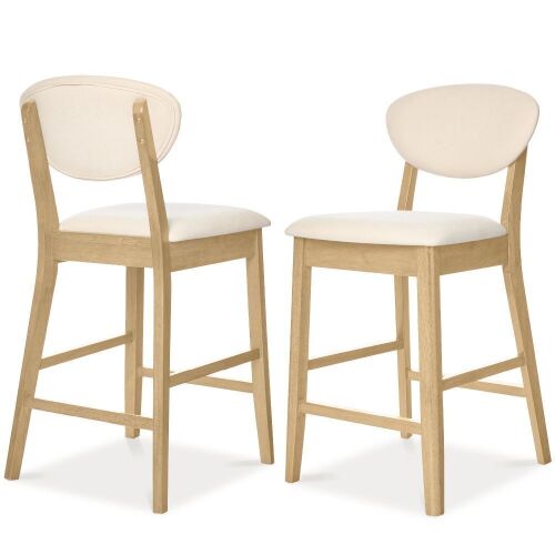 Set of 2 Modern Counter-Height Bar Stool Set W/ Upholstered Seat Cushion