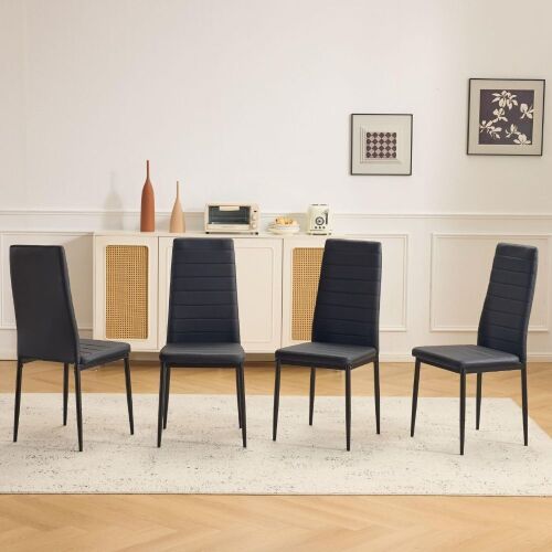 PU Leather High Back Dining Chairs, Set of 4