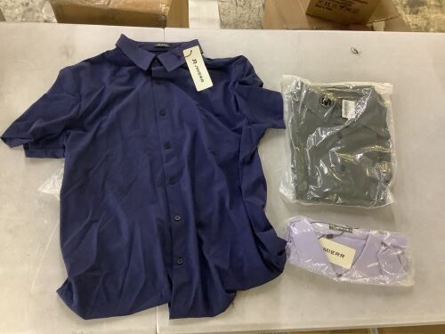 Lot of (3) Men's Muscle Fit High Stretch Wrinkle-Free Button Down Dress Shirts, Medium