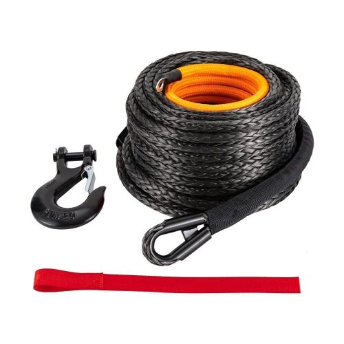 1/2" x 92' Synthetic Winch Rope with Hook, 31,500 LBS Breaking Strength