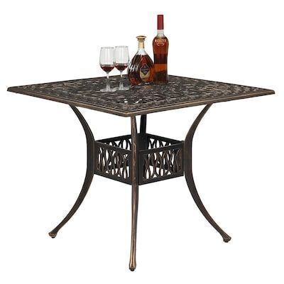 VINGLI 35-in W Cast Aluminum Square Outdoor Dining Table with Umbrella Hole