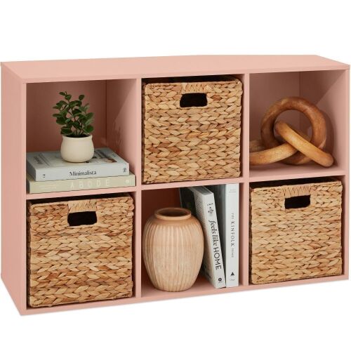 6-Cube Bookshelf, 11in Storage Display w/ Removable Panels, Customizable