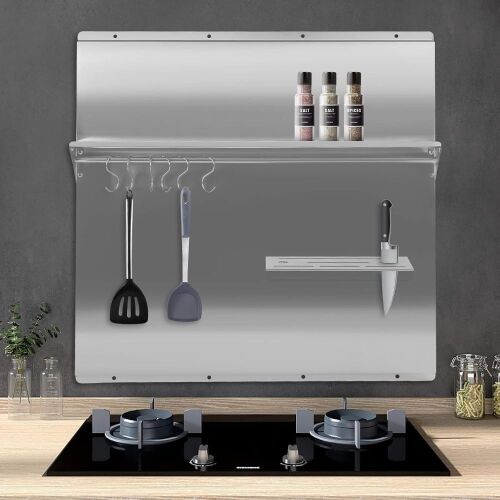 Stainless Steel Range Hood Wall Shield Backsplash Plate, 30" x 30.7"