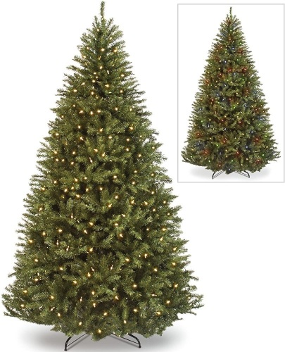 Pre-Lit Hinged Artificial Fir Christmas Tree w/ 700 Dual Colored LED Lights, 7 Light Sequences - 7.5ft - Lot 641