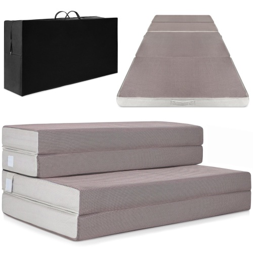 Folding Portable Mattress Topper w/ Plush Foam - 4in, Full - Lot 715